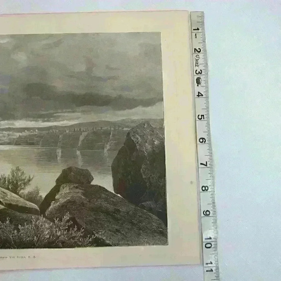 Art Print Lake Mohonk New York Trees Boulders Kruseman Van Elten Antique 1875 - Picture 8 of 12